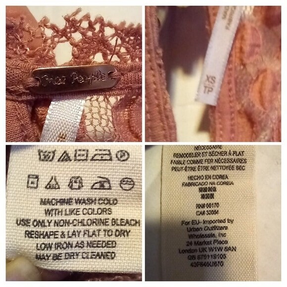 Free People Park Slope Babydoll Tank-Size XS-Lace-Sheer- Rustic Rose - Peplum - Picture 6 of 7
